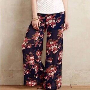 NWT Anthropologie Elevenses lined wide leg floral pants (L)